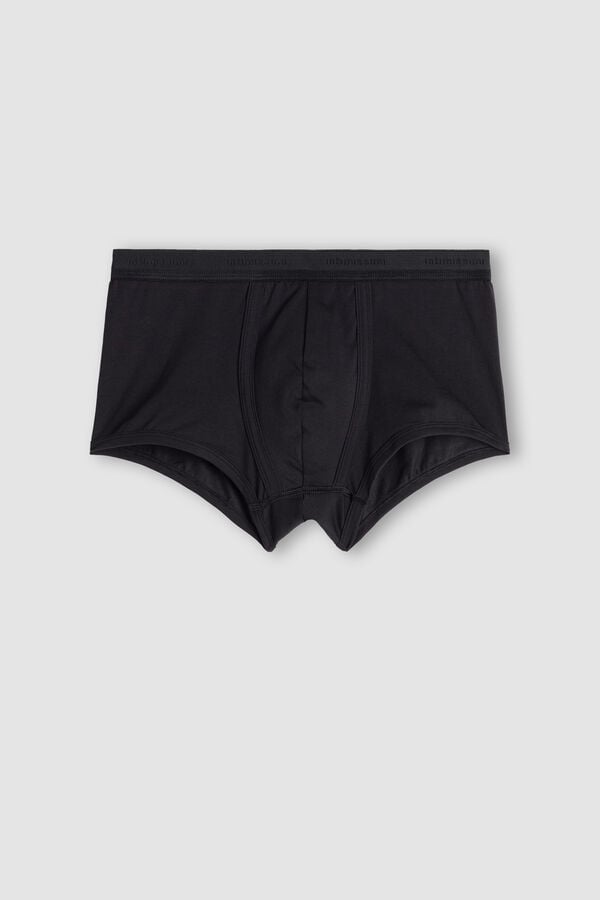 Intimssimi Stretch Supima® Cotton Boxer Shorts with Logo Detail Black | XILBH94757