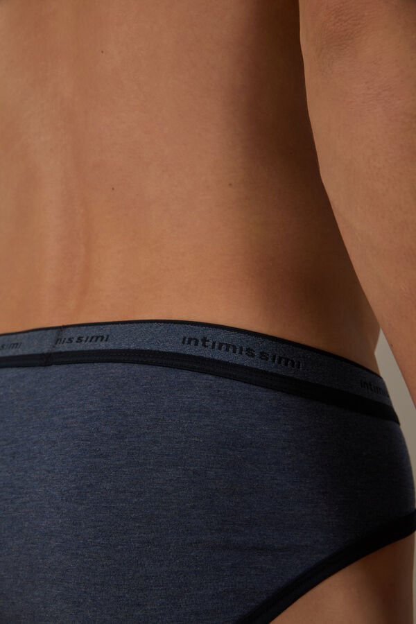 Intimssimi Stretch Supima® Cotton Brief with Logo Detail Blue | FILHY13923