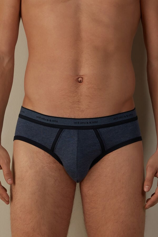 Intimssimi Stretch Supima® Cotton Brief with Logo Detail Blue | FILHY13923