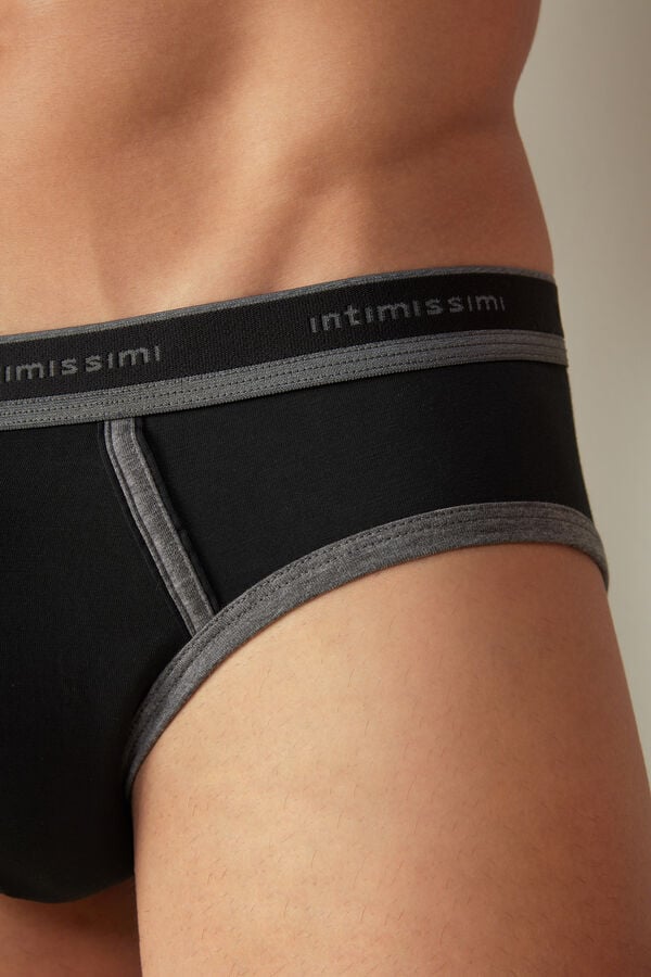 Intimssimi Stretch Supima® Cotton Brief with Logo Detail Black | FILUI18131