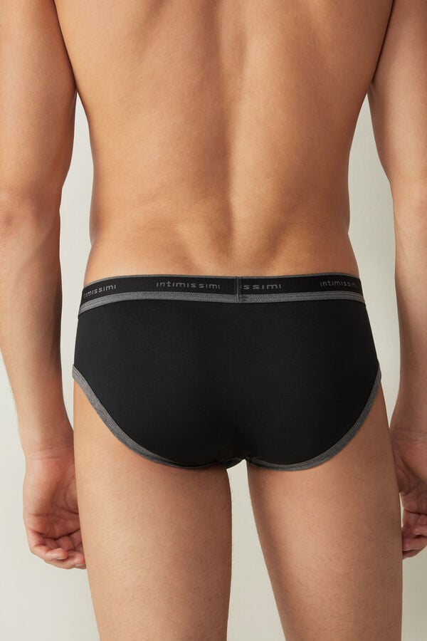 Intimssimi Stretch Supima® Cotton Brief with Logo Detail Black | FILUI18131