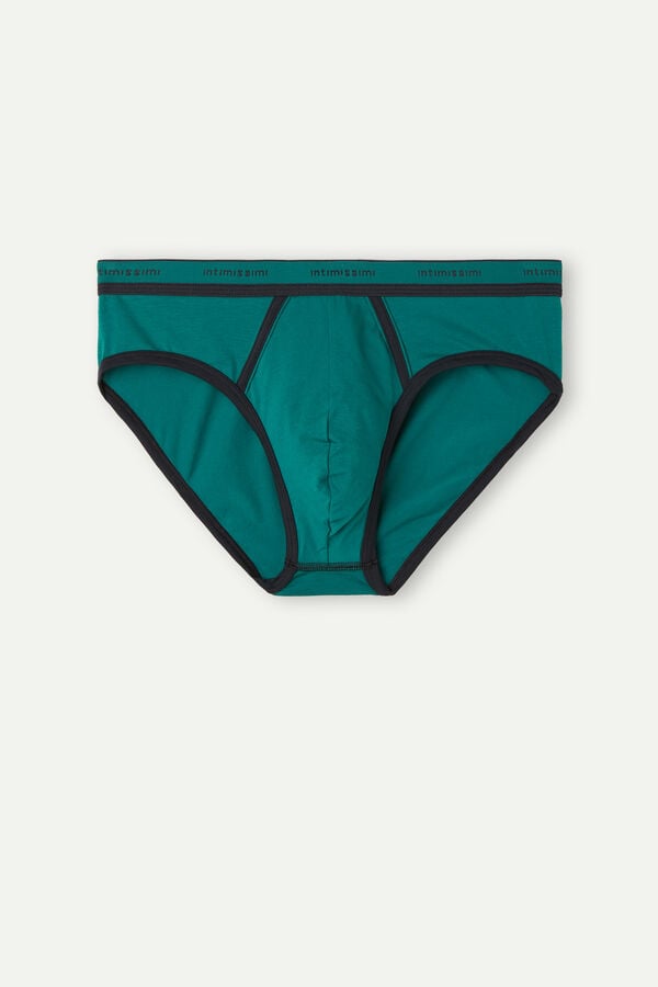 Intimssimi Stretch Supima® Cotton Brief with Logo Detail Green | ILDYB38395