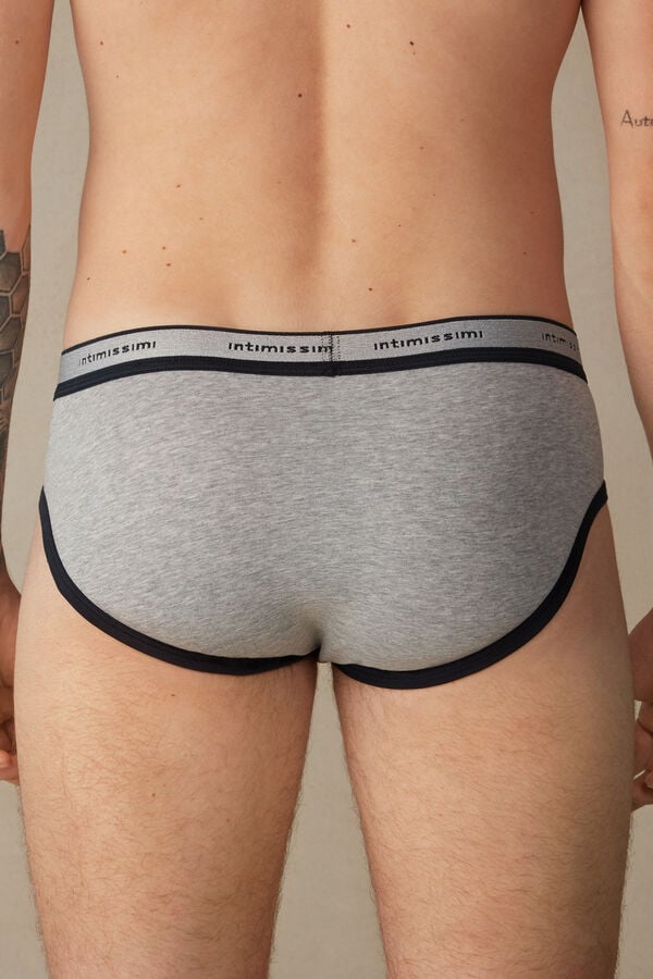 Intimssimi Stretch Supima® Cotton Brief with Logo Detail Blue | QILUV35915