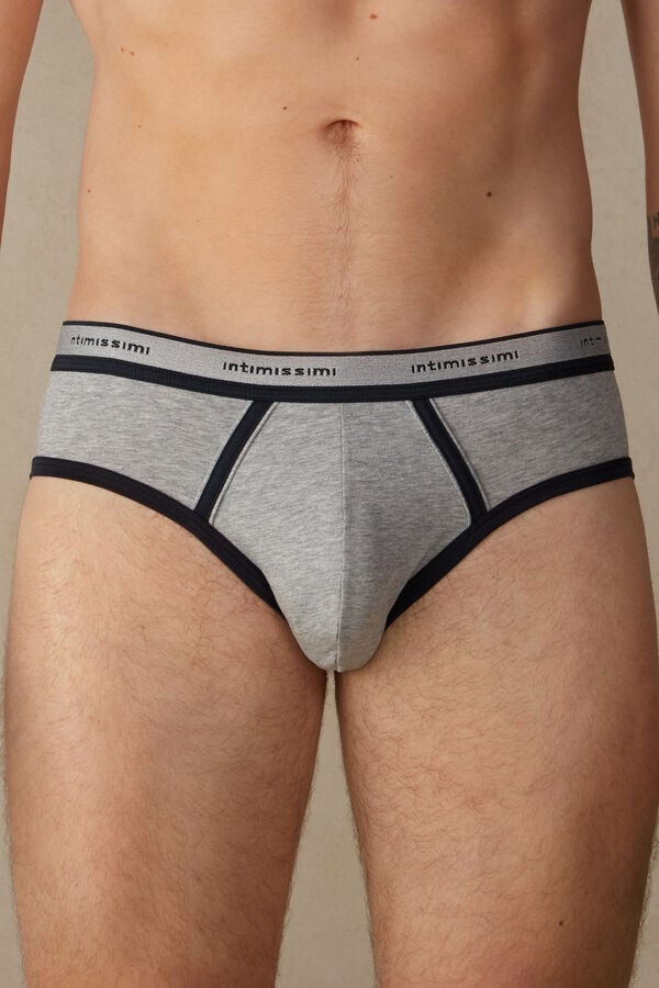 Intimssimi Stretch Supima® Cotton Brief with Logo Detail Blue | QILUV35915