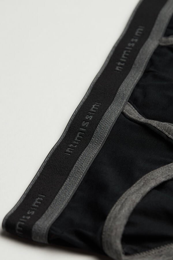 Intimssimi Stretch Supima® Cotton Brief with Logo Detail Black | XILGW30951