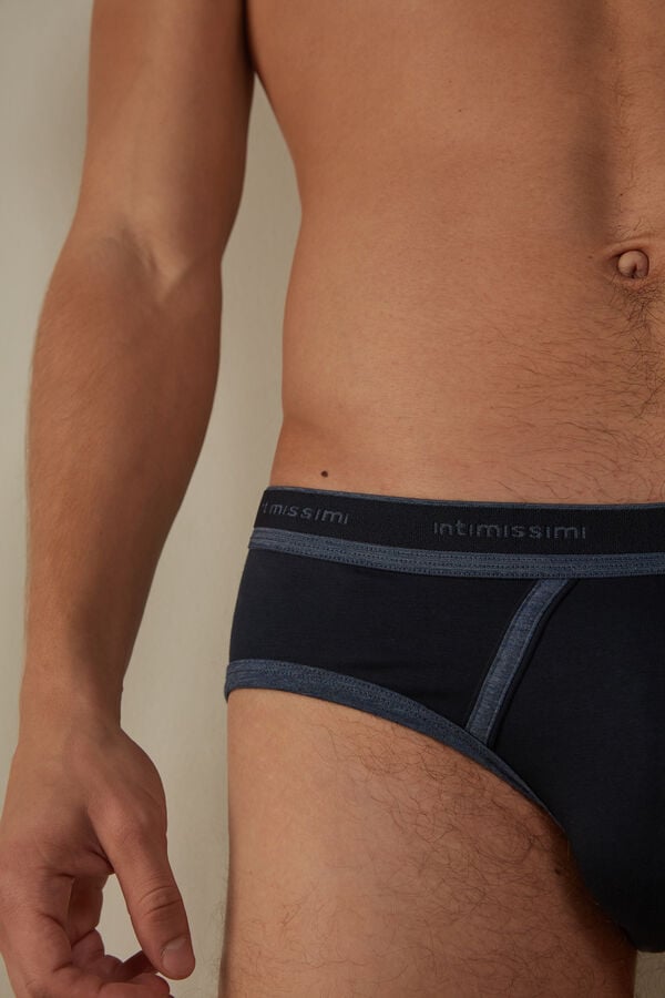 Intimssimi Stretch Supima® Cotton Brief with Logo Detail Blue | XILGW64425