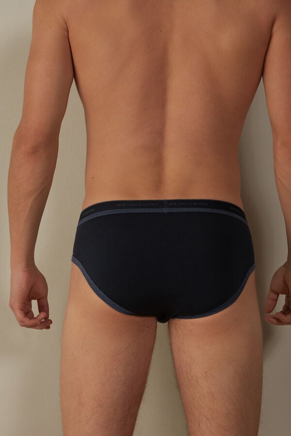 Intimssimi Stretch Supima® Cotton Brief with Logo Detail Blue | XILGW64425