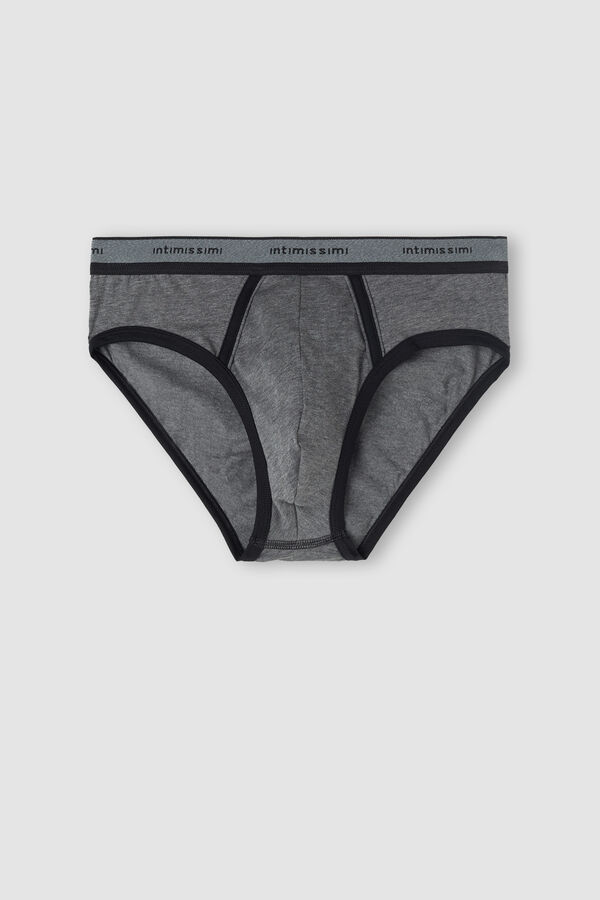 Intimssimi Stretch Supima® Cotton Brief with Logo Detail Black | YILVQ39345