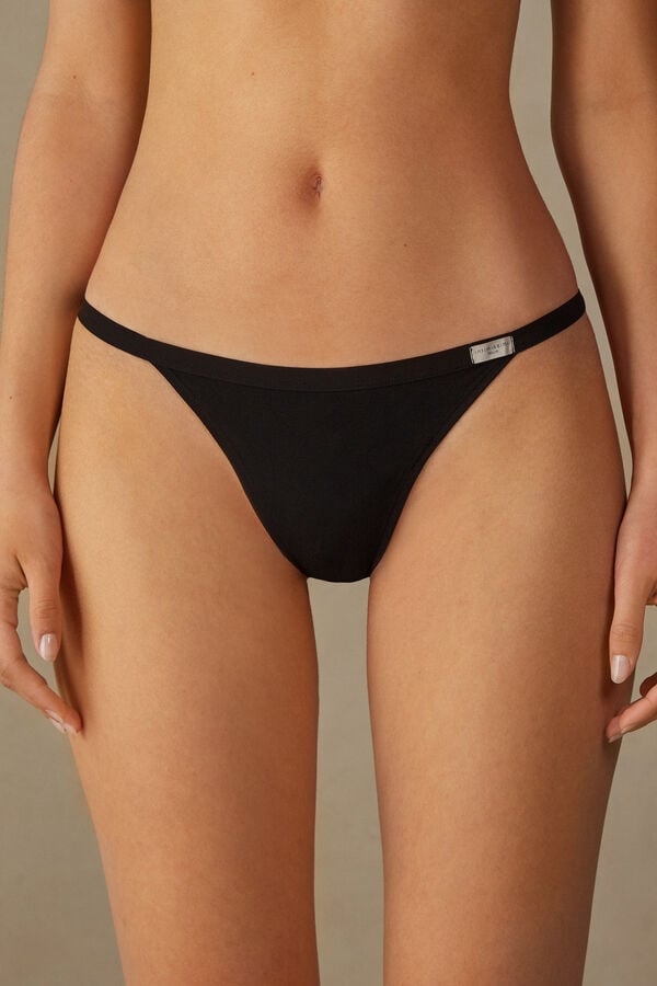 Intimssimi String Thong in Cotton Black | QILUV55194