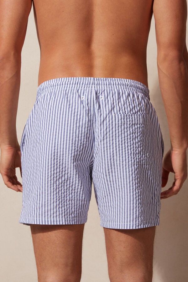 Intimssimi Stripe Print Seersucker Swim Trunks Blue | SILNY68326