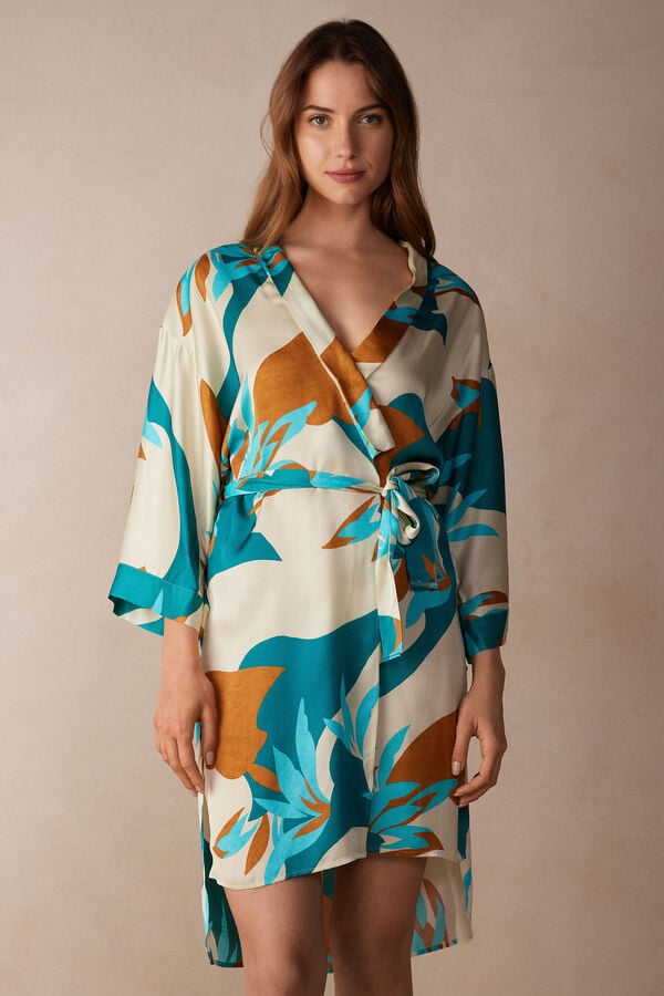 Intimssimi Summer Vibes Viscose Satin Kimono Multicolor | ILQAV76409