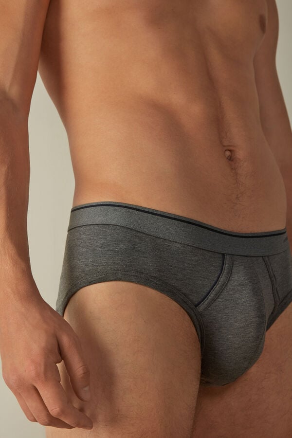 Intimssimi Supima Cotton Briefs with Visible Elastic Dark Grey | AILDF42696