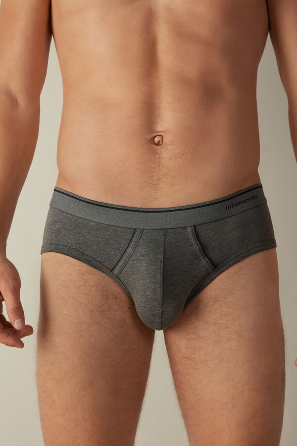 Intimssimi Supima Cotton Briefs with Visible Elastic Dark Grey | AILDF42696