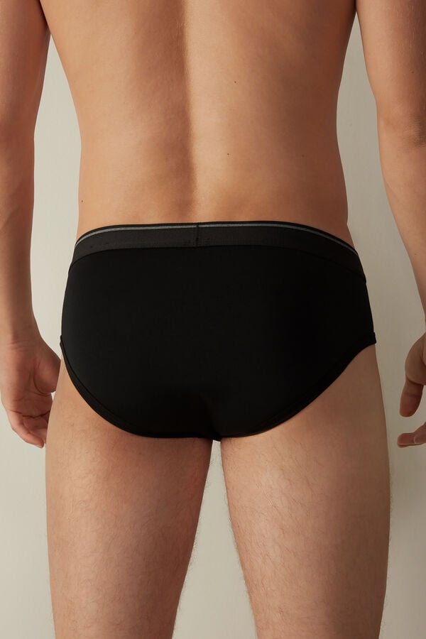 Intimssimi Supima Cotton Briefs with Visible Elastic Black | FILUI56172