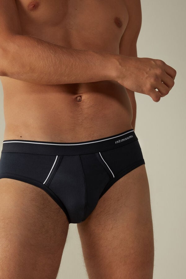 Intimssimi Supima Cotton Briefs with Visible Elastic Blue | ILDFL19327