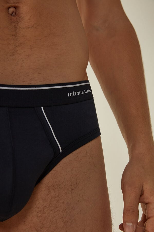 Intimssimi Supima Cotton Briefs with Visible Elastic Blue | ILDFL19327