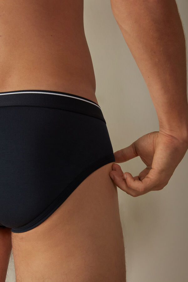 Intimssimi Supima Cotton Briefs with Visible Elastic Blue | ILDFL19327