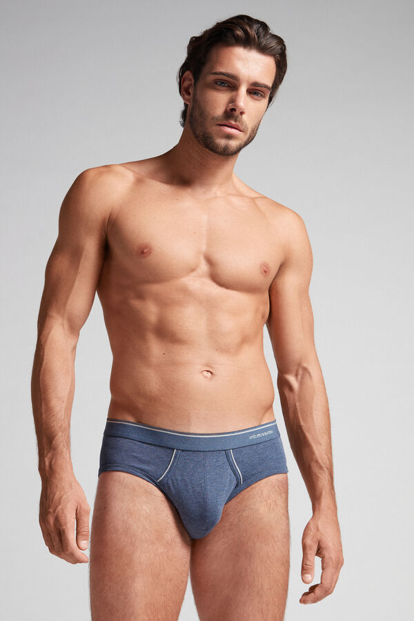 Intimssimi Supima Cotton Briefs with Visible Elastic Blue | ILXMI34814