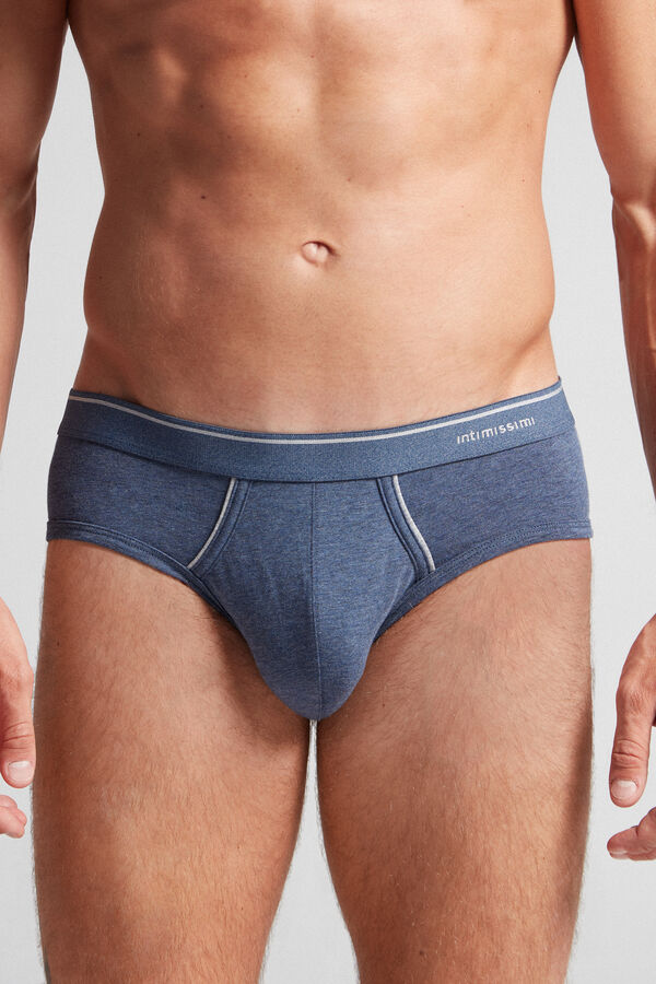 Intimssimi Supima Cotton Briefs with Visible Elastic Blue | ILXMI34814