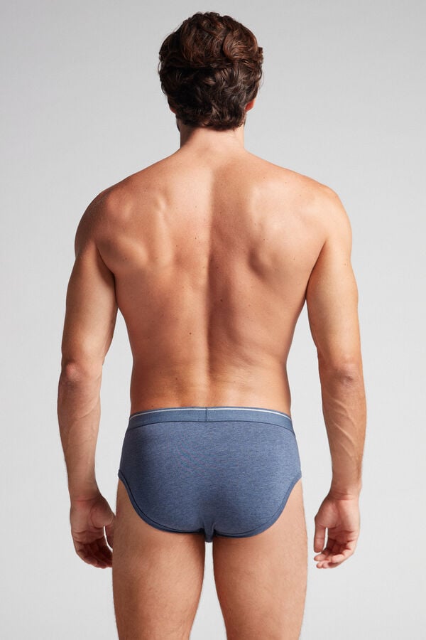 Intimssimi Supima Cotton Briefs with Visible Elastic Blue | ILXMI34814