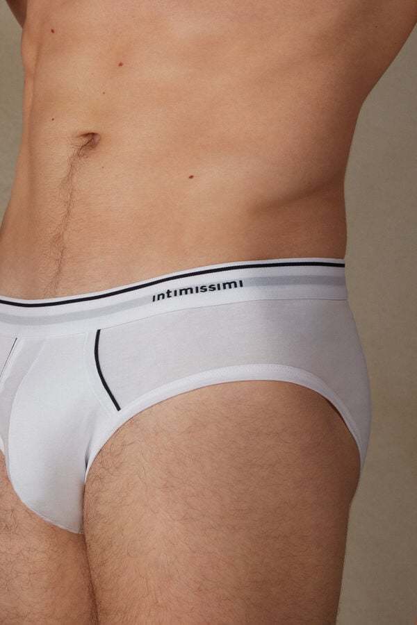 Intimssimi Supima Cotton Briefs with Visible Elastic White | ILXMI68111