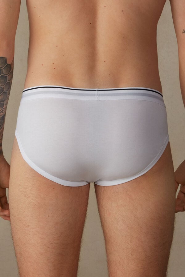 Intimssimi Supima Cotton Briefs with Visible Elastic White | ILXMI68111