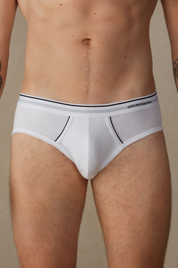 Intimssimi Supima Cotton Briefs with Visible Elastic White | ILXMI68111