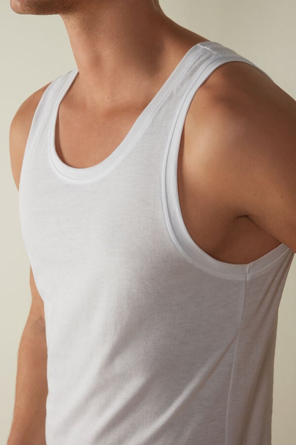 Intimssimi Supima Cotton Crew Neck Tank Top White | ILQCS18886