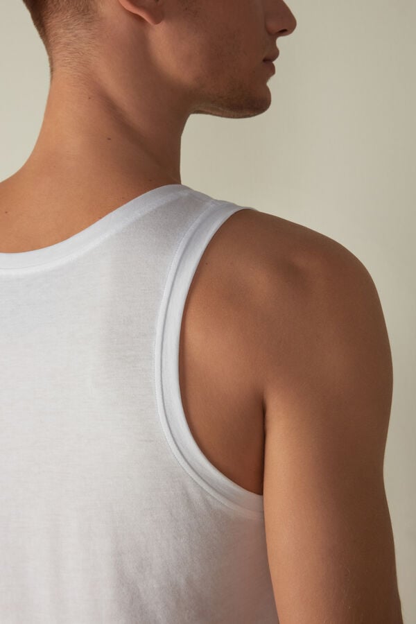 Intimssimi Supima Cotton Crew Neck Tank Top White | ILQCS18886