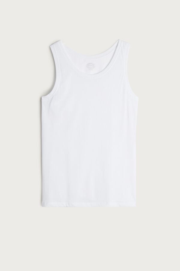 Intimssimi Supima Cotton Crew Neck Tank Top White | ILQCS18886