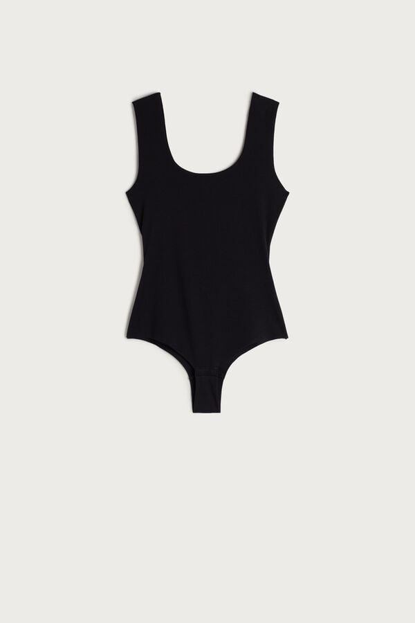 Intimssimi Supima Cotton® Scoop Neck Bodysuit Black | ILJVR39015