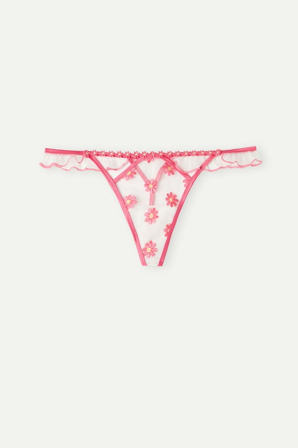 Intimssimi Sweet Like Daisies ‘80s Style Thong White | QILUV93599