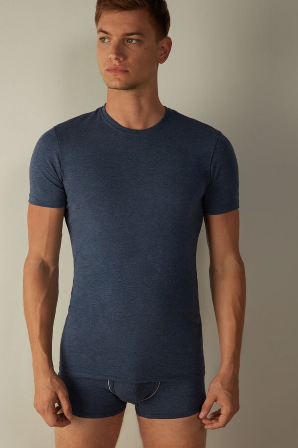 Intimssimi T-shirt in Stretch Supima® Cotton Blue | ILCVG41701