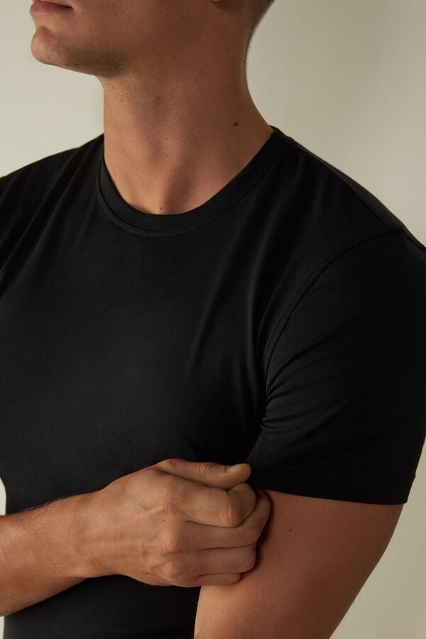 Intimssimi T-shirt in Stretch Supima® Cotton Black | ILJVR82372