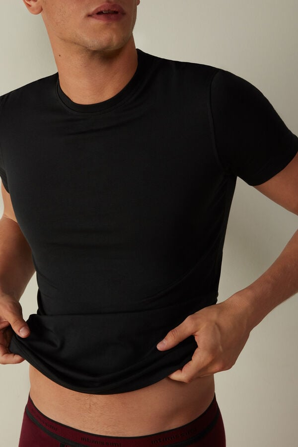 Intimssimi T-shirt in Stretch Supima® Cotton Black | ILXBR91526