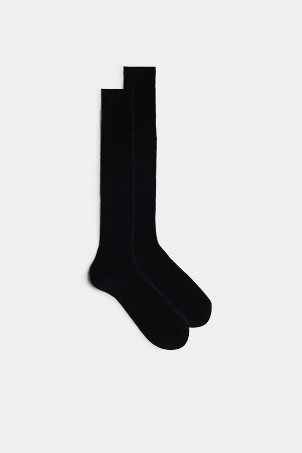 Intimssimi Tall Ribbed Egyptian Cotton Socks Black | ILEAH10329