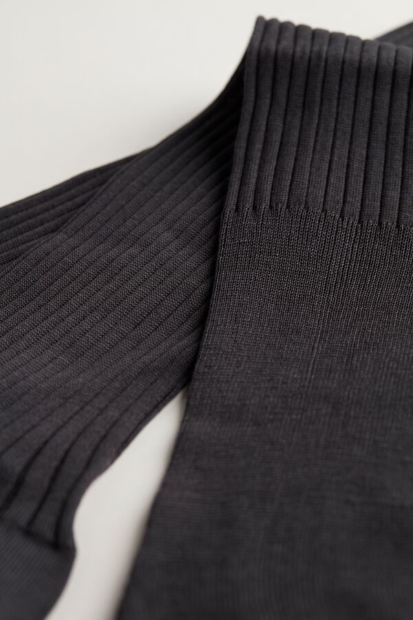 Intimssimi Tall Ribbed Egyptian Cotton Socks Grey | XILGW11902