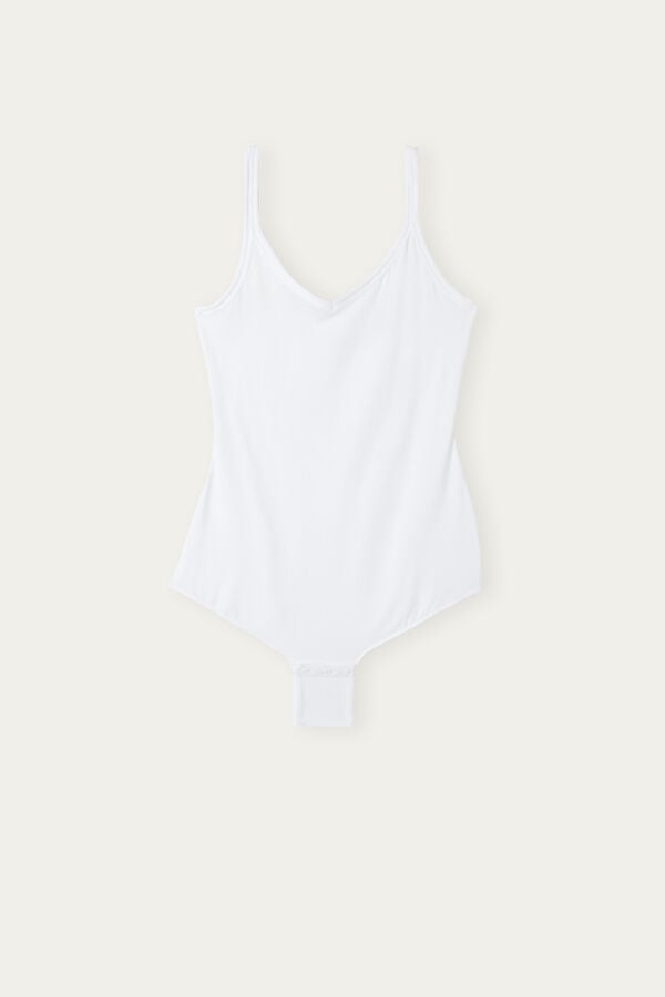 Intimssimi Tank Style Bodysuit in Supima® Ultralight Cotton White | EILVG73210