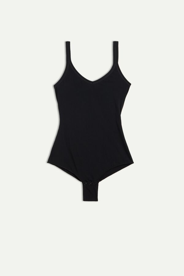 Intimssimi Tank Style Bodysuit in Supima® Ultralight Cotton Black | ILCVG56730