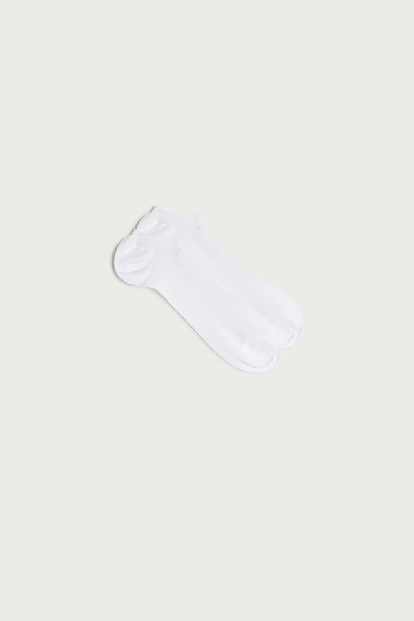 Intimssimi Tartan Cotton Ribbed Trainer Socks White | QILWA45170