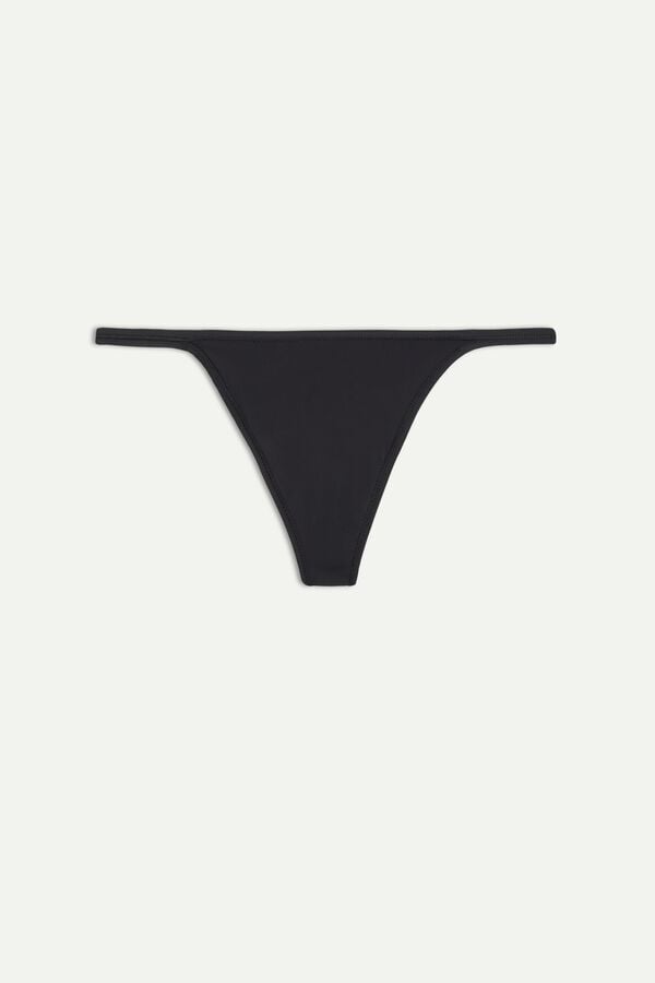 Intimssimi Thong with Ultralight Microfiber Straps Black | EILHC95547