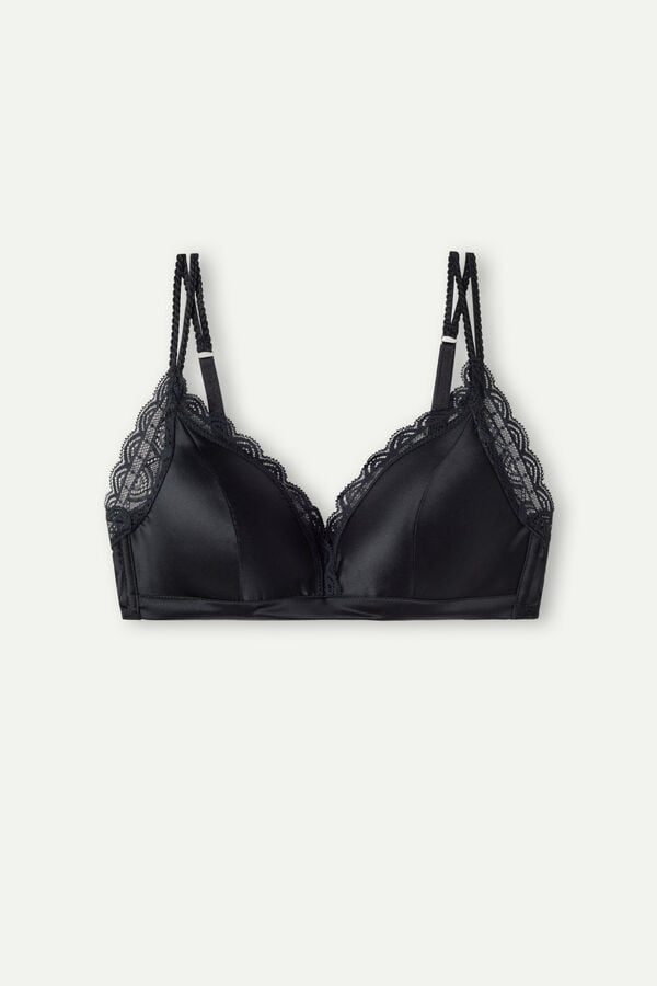 Intimssimi Tiziana Silk and Lace Triangle Bra Black | ILIIZ55638