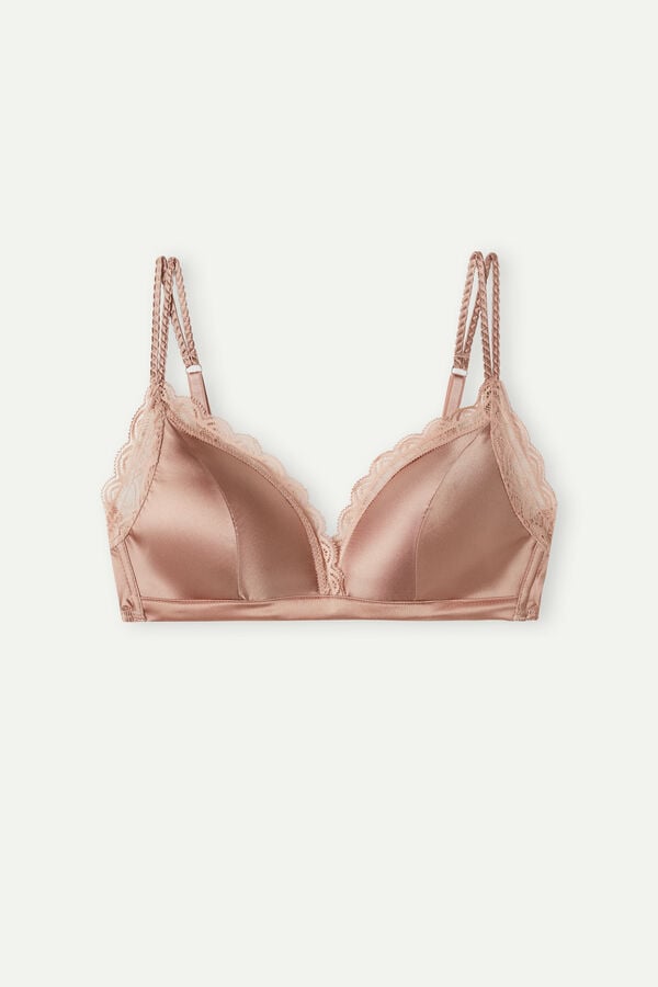 Intimssimi Tiziana Silk and Lace Triangle Bra Natural | UILND25354