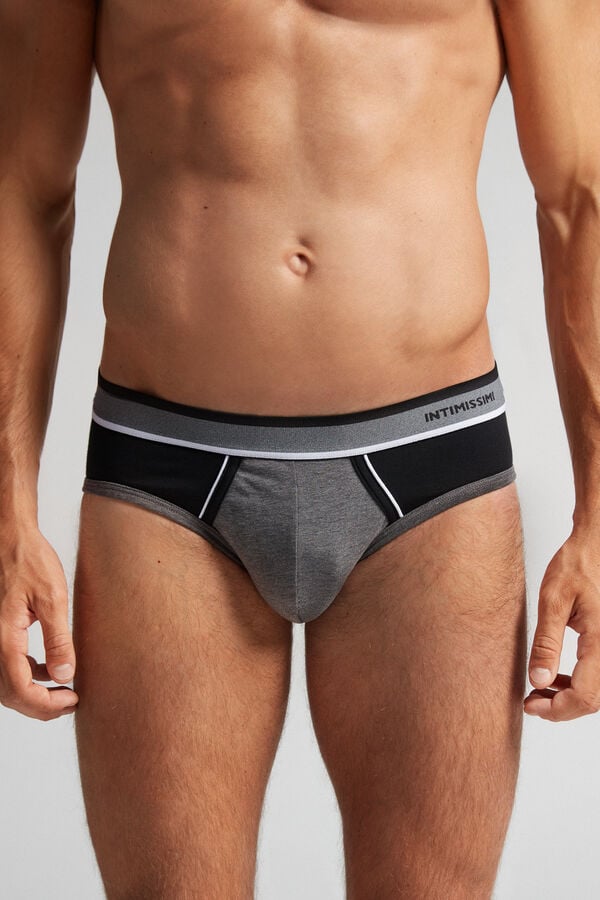 Intimssimi Two-Tone Stretch Supima® Cotton Briefs Black | ILIIZ67172