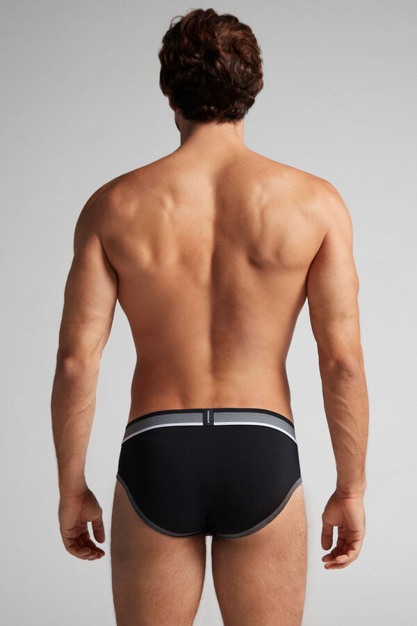 Intimssimi Two-Tone Stretch Supima® Cotton Briefs Black | ILIIZ67172