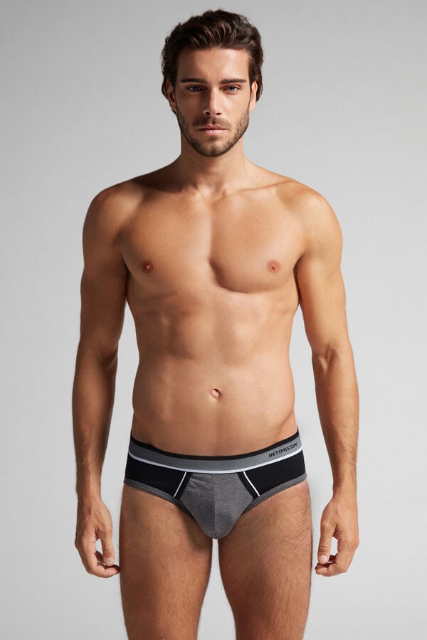 Intimssimi Two-Tone Stretch Supima® Cotton Briefs Black | ILIIZ67172