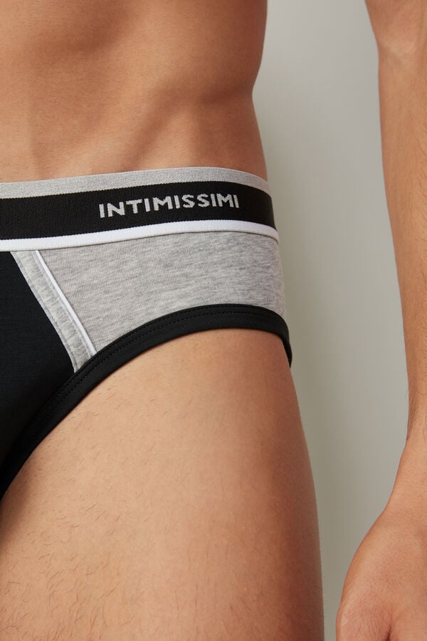 Intimssimi Two-Tone Stretch Supima® Cotton Briefs Black | SILNY81946