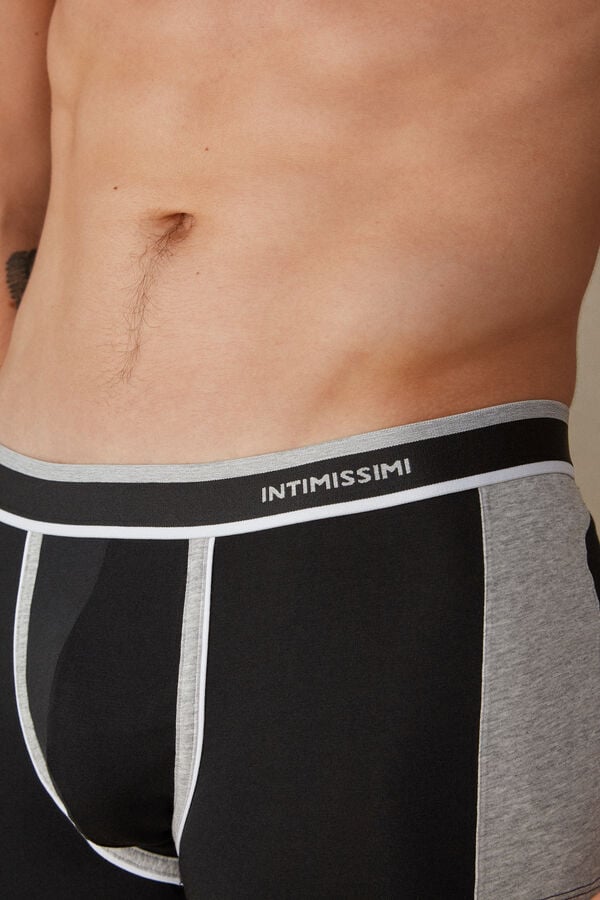 Intimssimi Two-tone Boxers in Stretch Supima® Cotton Black | TILPQ90361