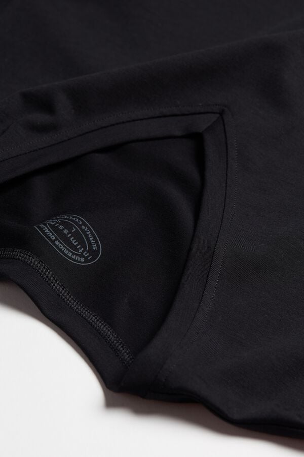 Intimssimi V-neck T-shirt in Stretch Supima® Cotton Black | BILSD39826