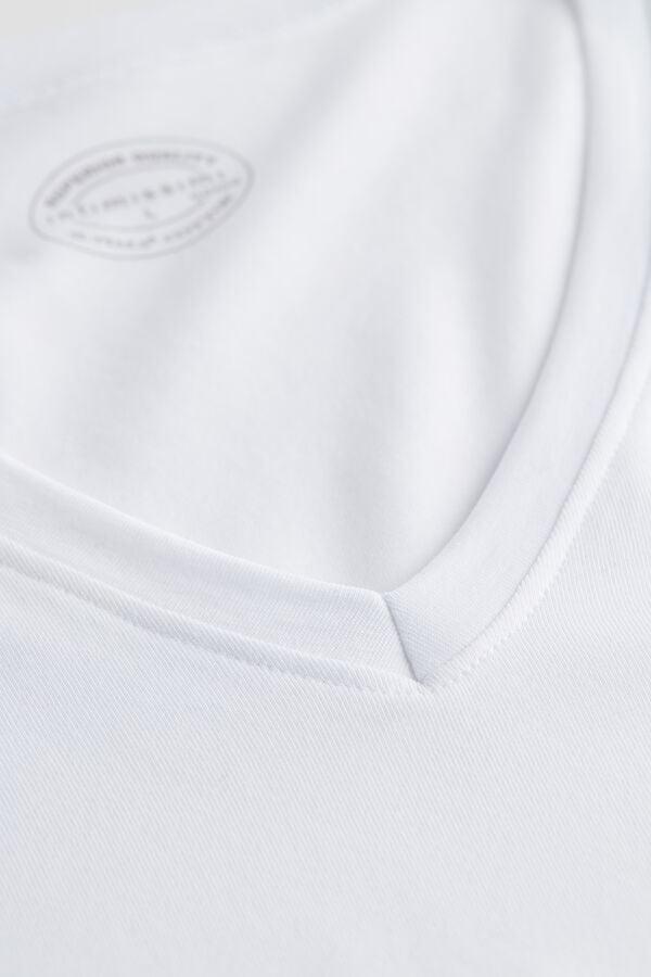 Intimssimi V-neck T-shirt in Stretch Supima® Cotton White | ILNZX19304